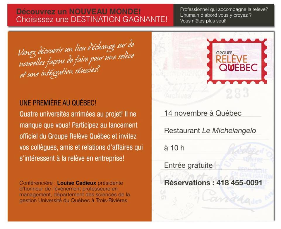 Lancement officiel du Groupe Relève Québec